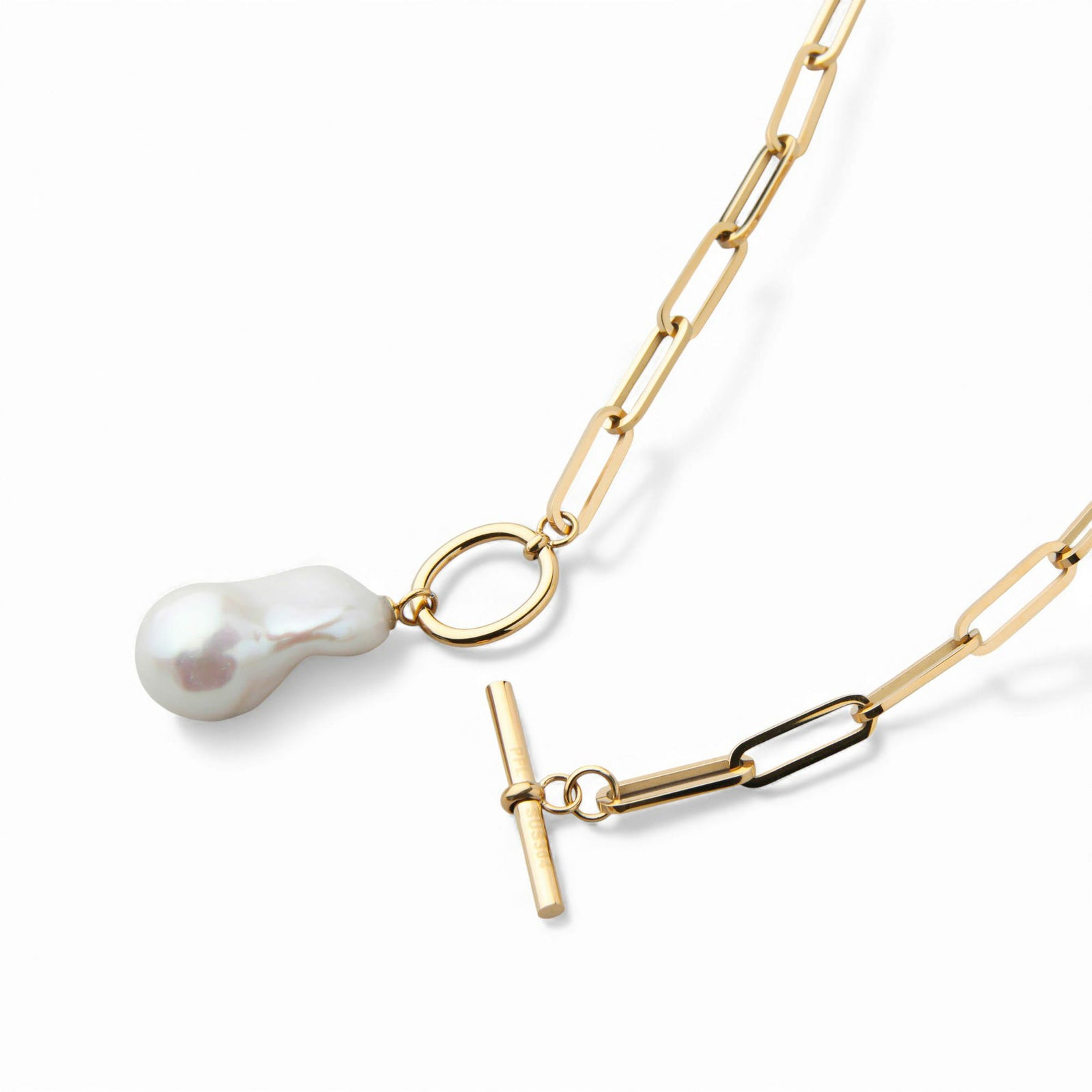 【WEB限定】Unique+ 淡水バロック真珠 チェーンネックレス　12mmUP SUS304 GP