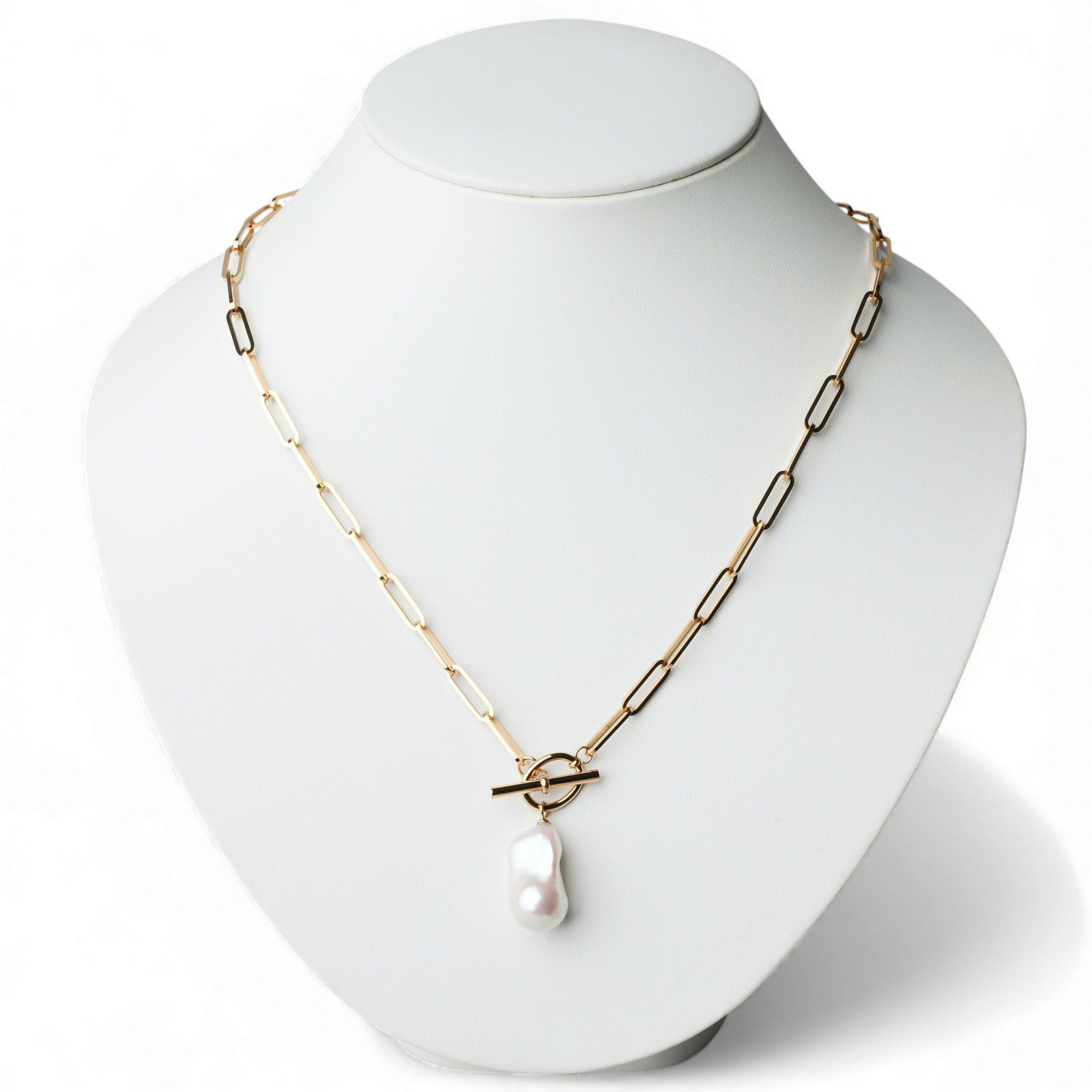 【WEB限定】Unique+ 淡水バロック真珠 チェーンネックレス　12mmUP SUS304 GP