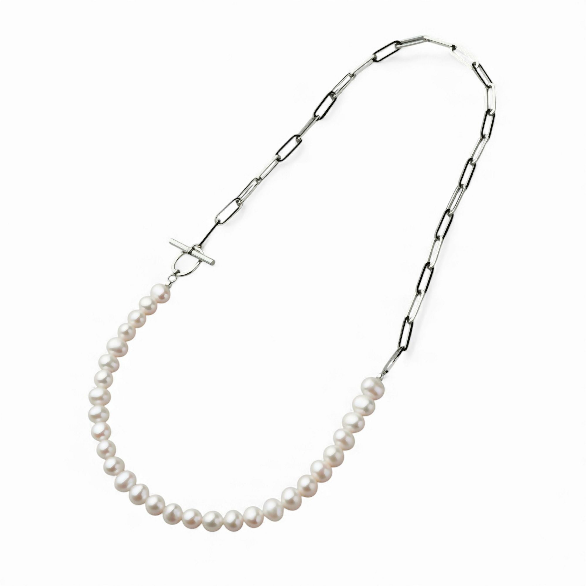 WEB限定】淡水真珠 ハーフチェーンネックレス 6.5-7.0mm SUS304 | 淡水