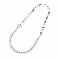 淡水真珠 ハーフチェーンネックレス　6.5-7.0mm SUS316L