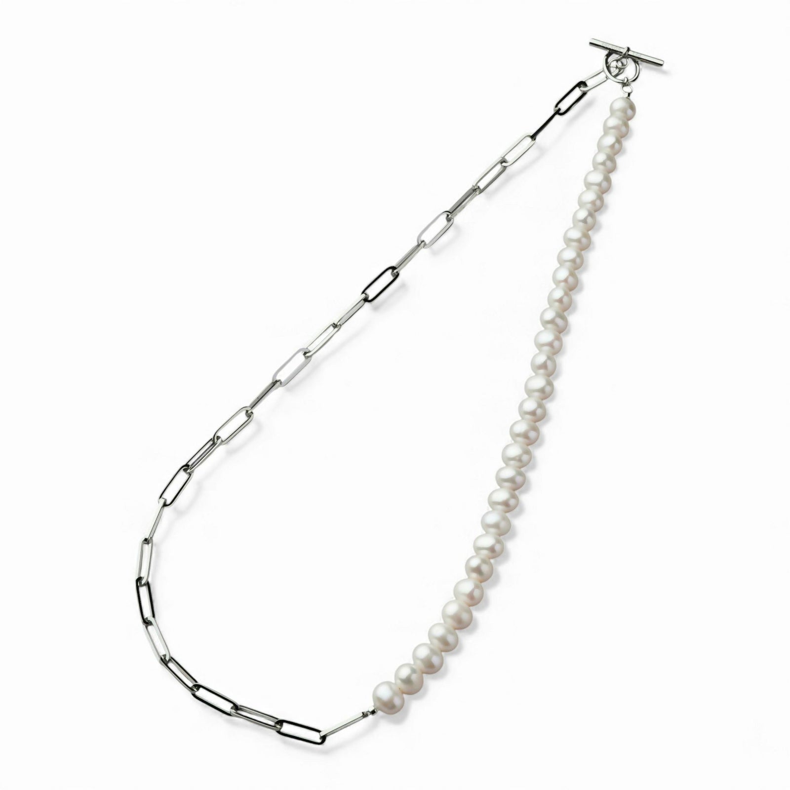 淡水真珠 ハーフチェーンネックレス　6.5-7.0mm SUS316L