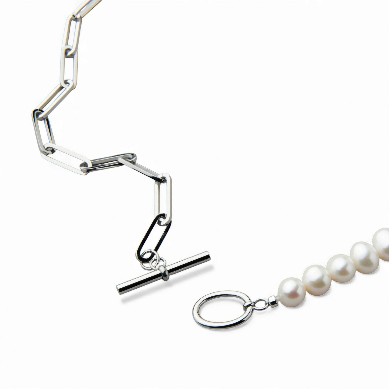 淡水真珠 ハーフチェーンネックレス　6.5-7.0mm SUS316L