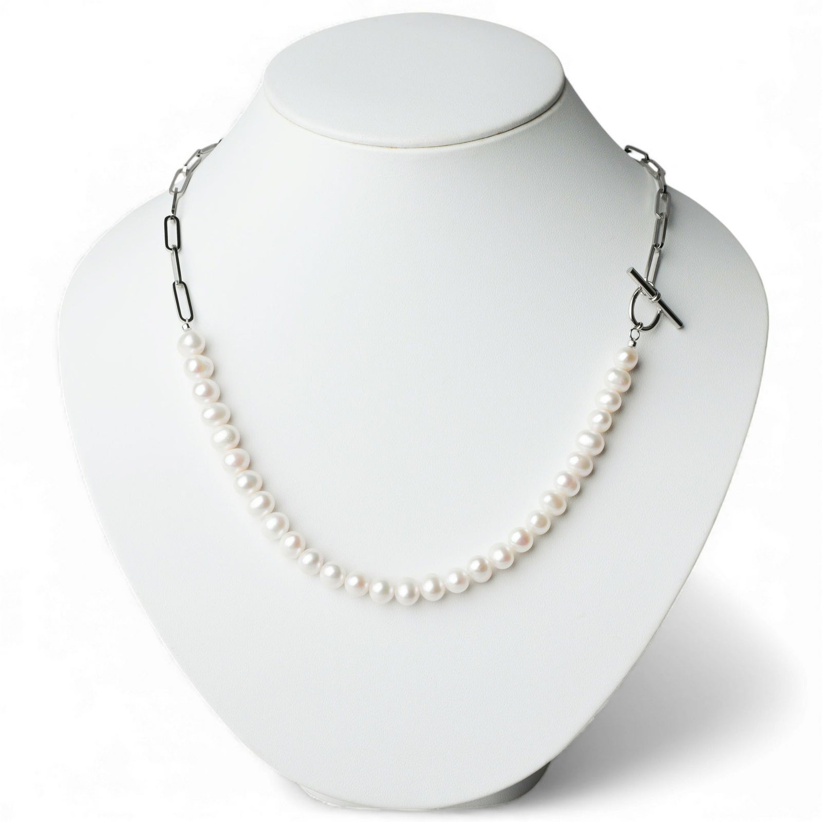 淡水真珠 ハーフチェーンネックレス　6.5-7.0mm SUS316L