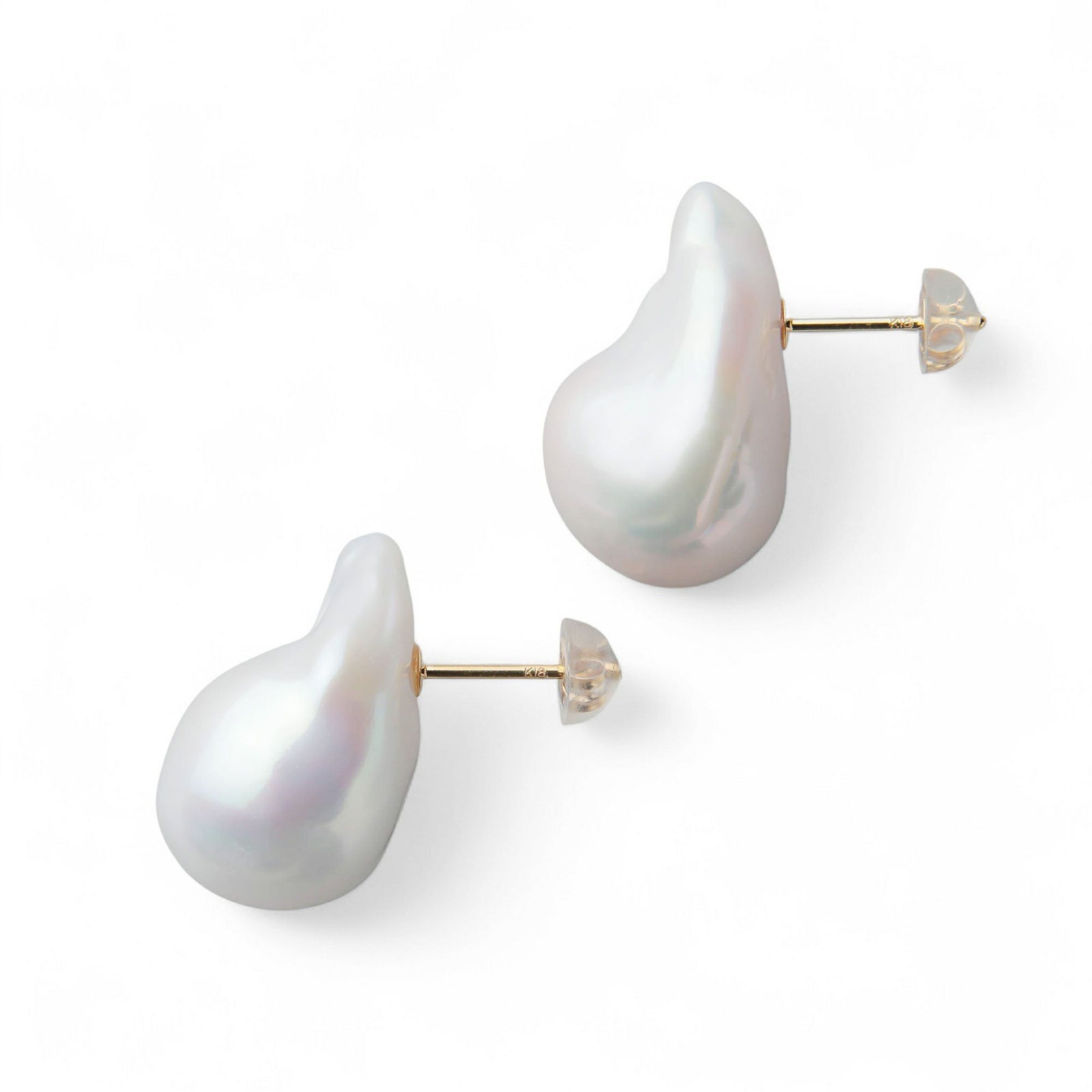 Unique+ 淡水真珠 ピアス12mmUP K18YG オイスターバロック