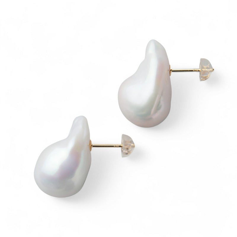 Unique+ 淡水真珠 ピアス12mmUP K18YG オイスターバロック