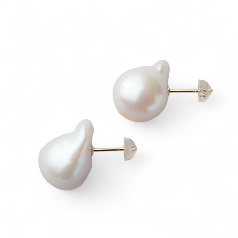Unique+ 淡水真珠 ピアス12mmUP K18YG オイスターバロック
