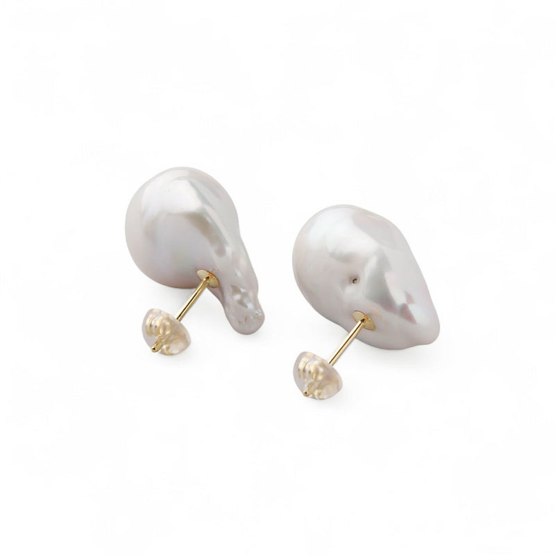 Unique+ 淡水真珠 ピアス12mmUP K18YG オイスターバロック