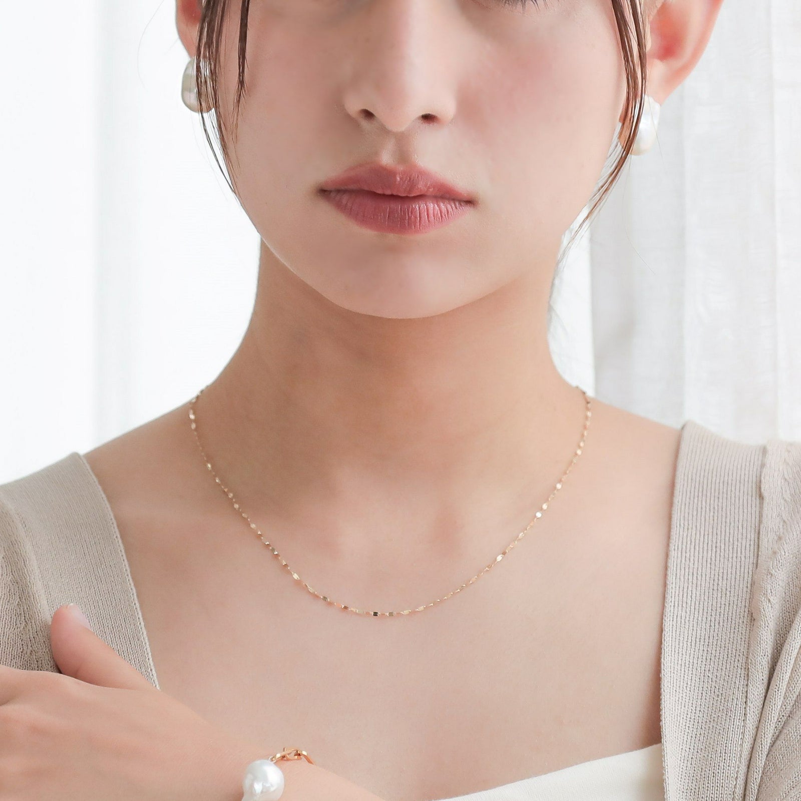 Unique+ 淡水真珠 ピアス12mmUP K18YG オイスターバロック