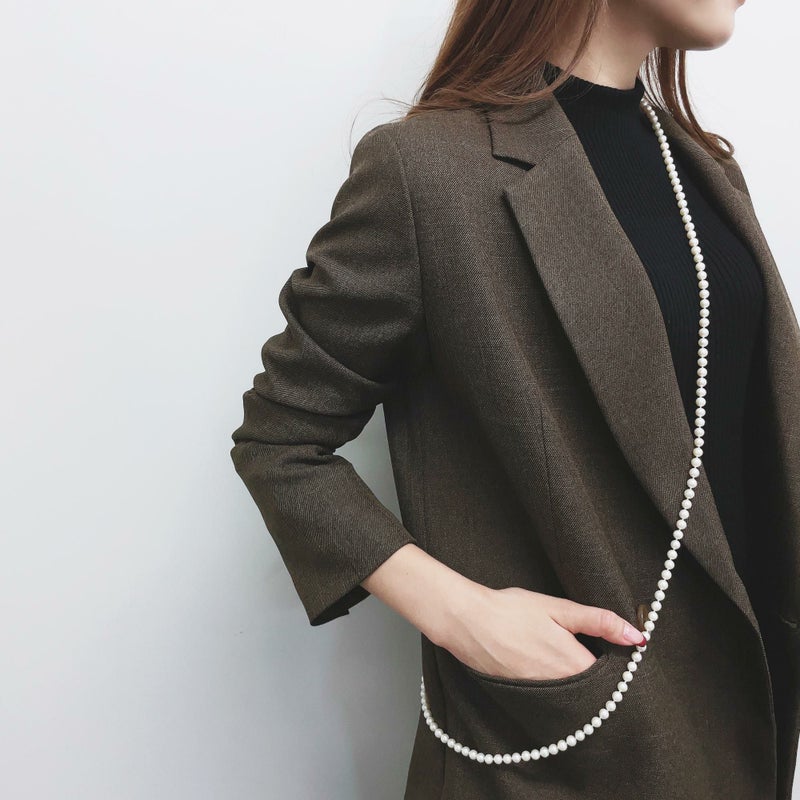 淡水真珠 ショルダーロング(ストラップ)　6.5-7.0mm 130cm