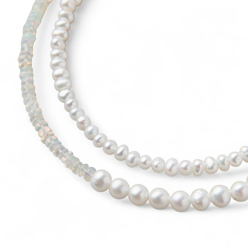 淡水真珠×オパール ネックレス　2.5-5.0mm ミックス