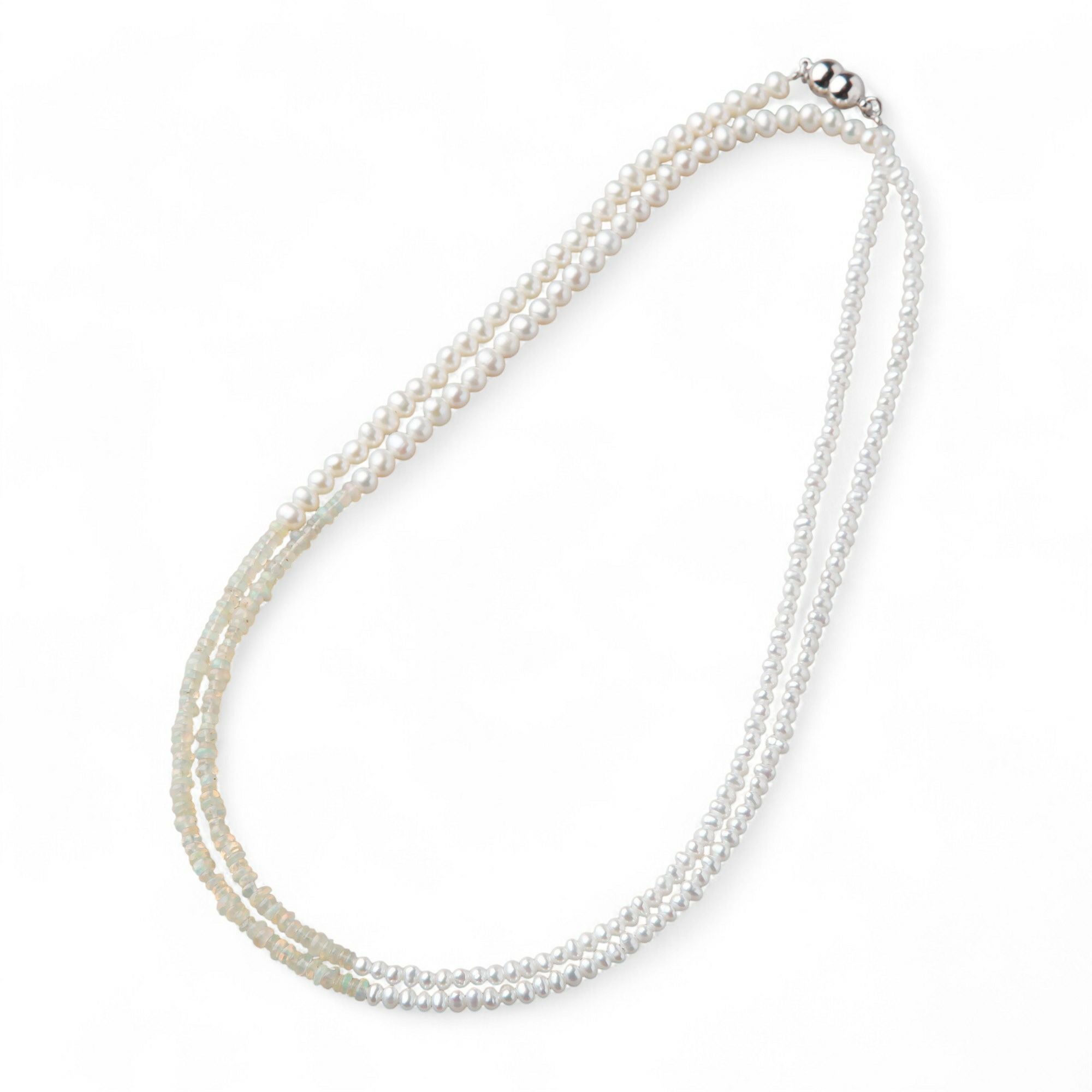 WEB限定】淡水真珠×オパール ロングネックレス 2.5-5.0mm ミックス