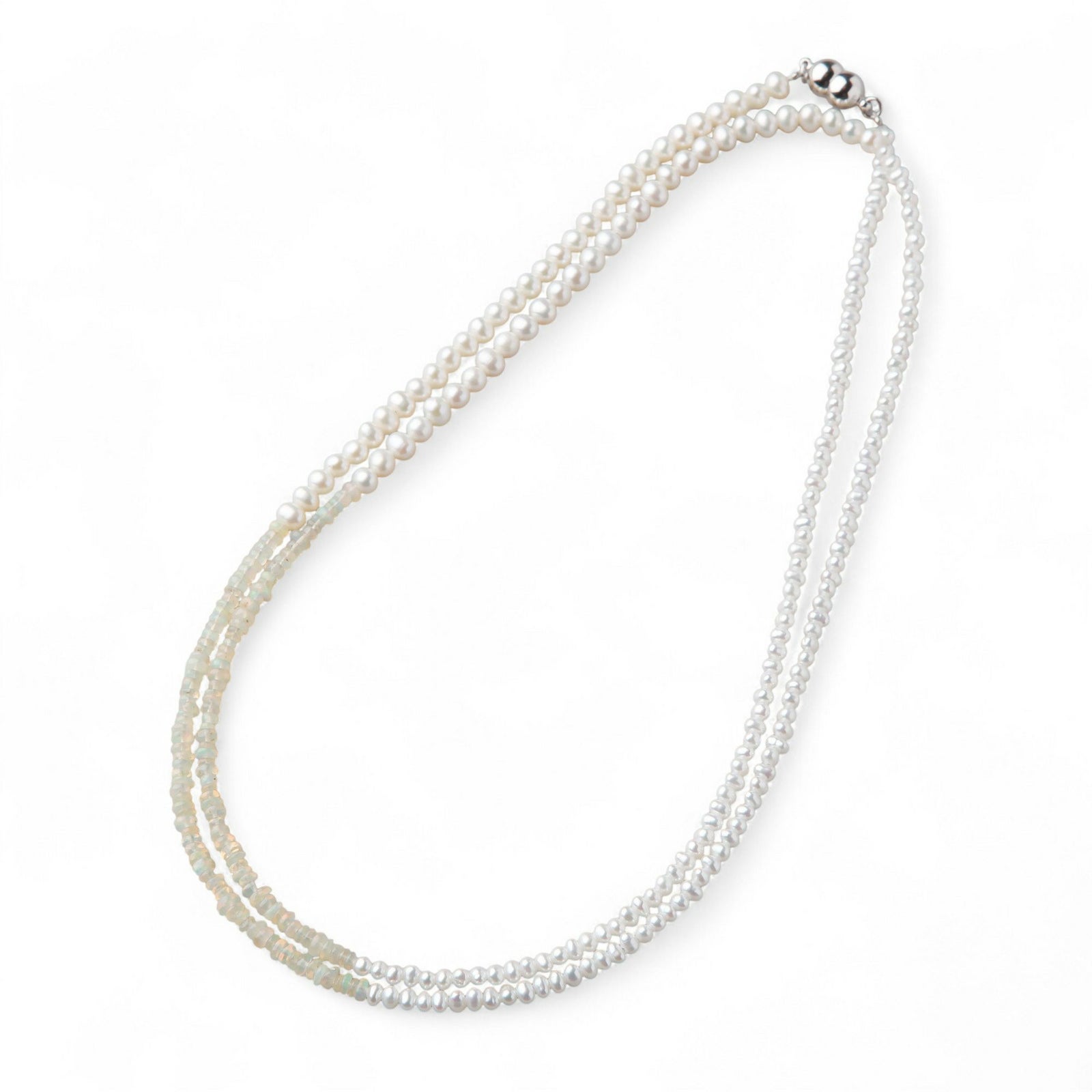 淡水真珠×オパール ロングネックレス　2.5-5.0mm ミックス