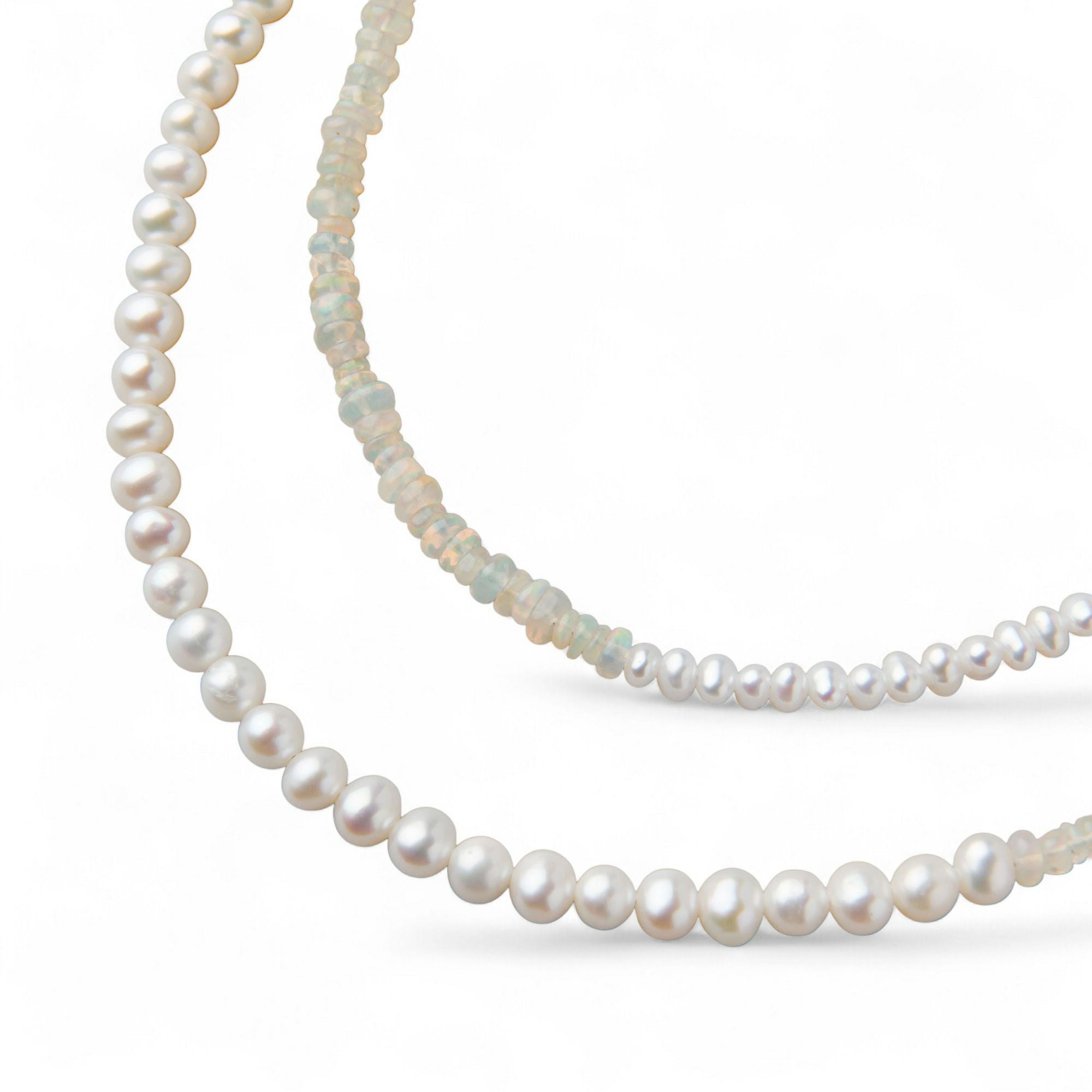 WEB限定】淡水真珠×オパール ロングネックレス 2.5-5.0mm ミックス
