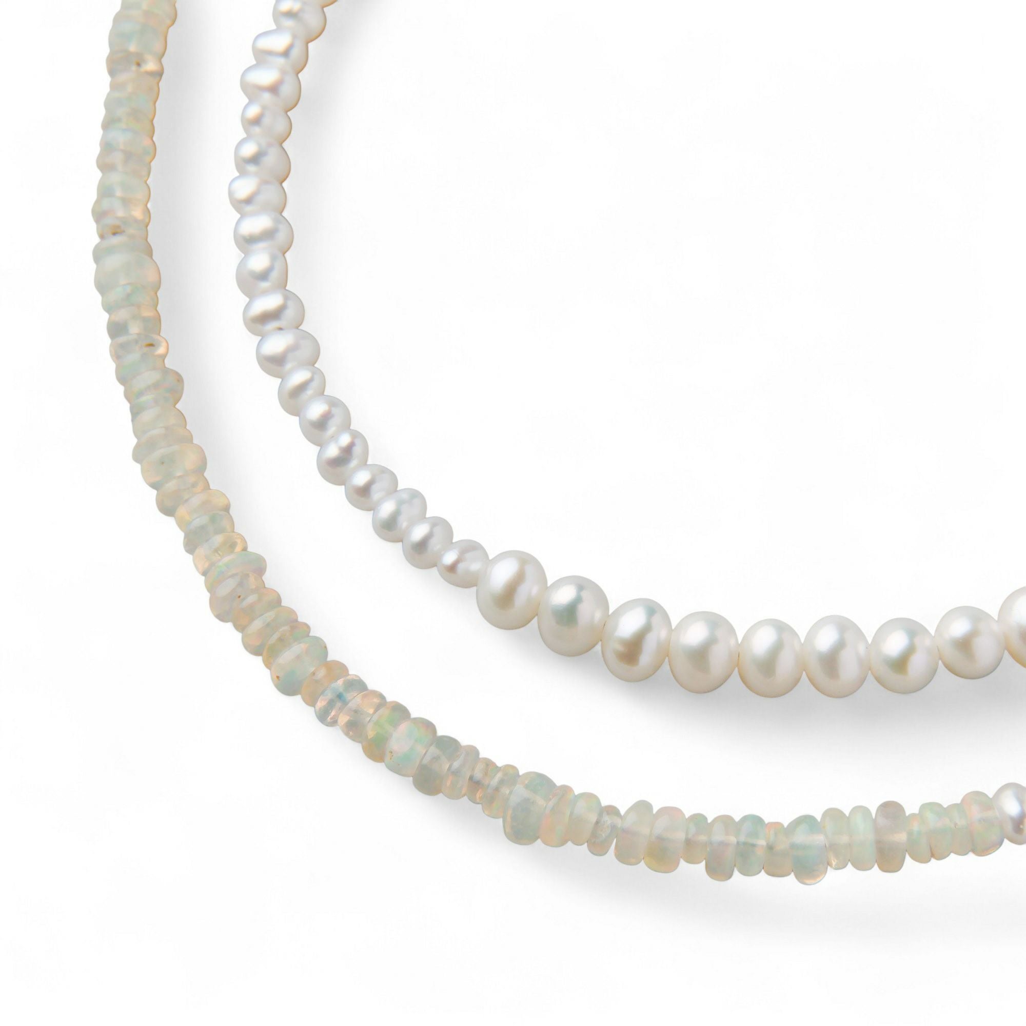 WEB限定】淡水真珠×オパール ロングネックレス 2.5-5.0mm ミックス