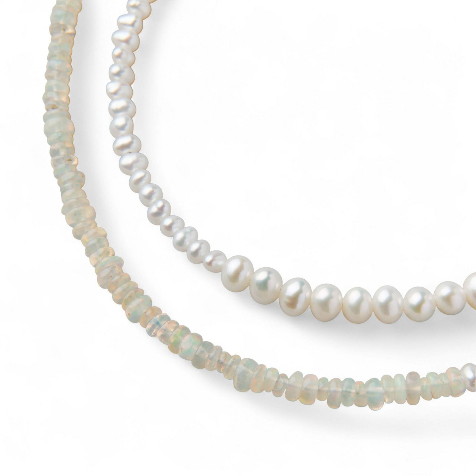 淡水真珠×オパール ロングネックレス　2.5-5.0mm ミックス