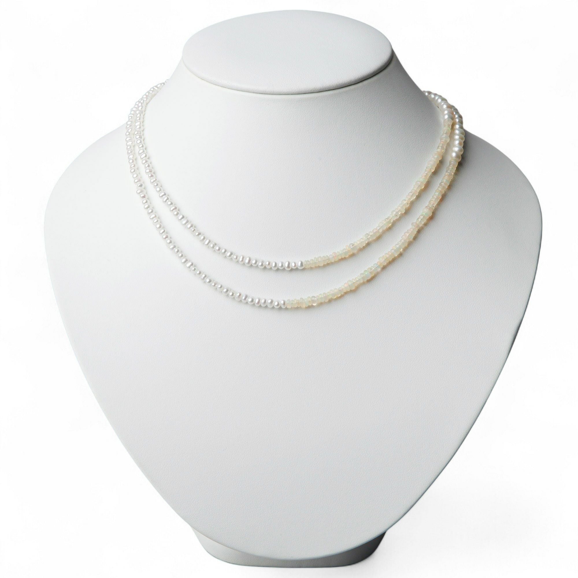 WEB限定】淡水真珠×オパール ロングネックレス 2.5-5.0mm ミックス