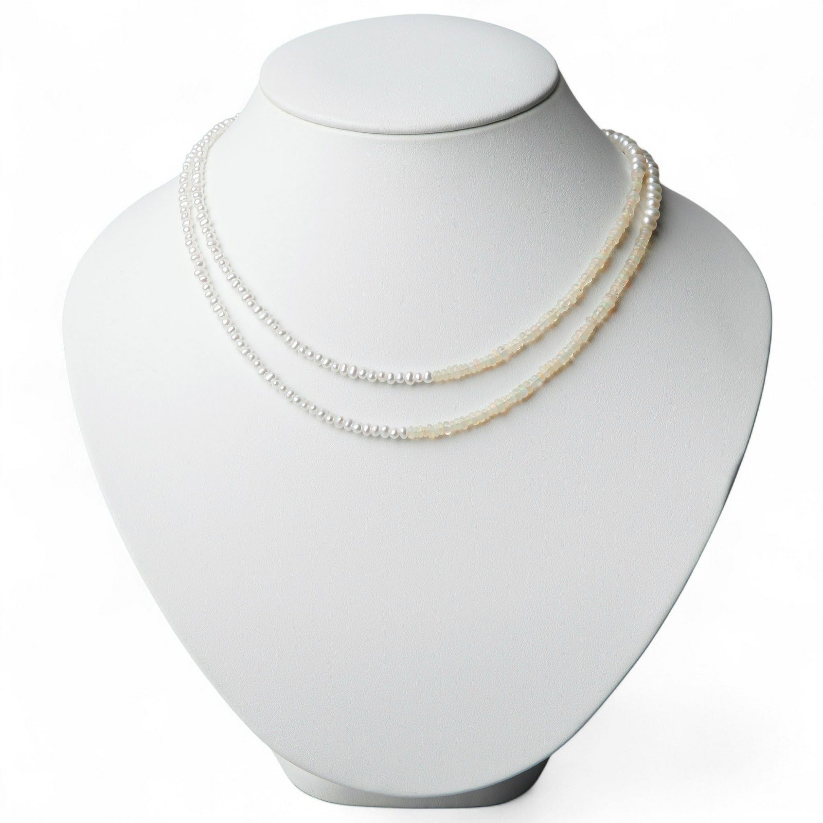 淡水真珠×オパール ロングネックレス　2.5-5.0mm ミックス