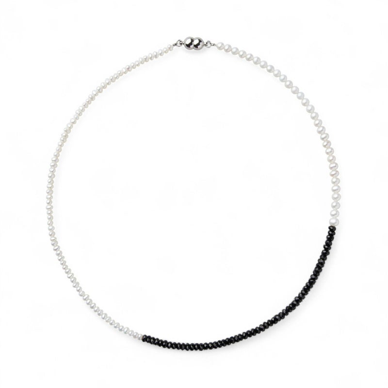  淡水真珠×ブラックスピネル ネックレス　2.5-5.0mm ミックス