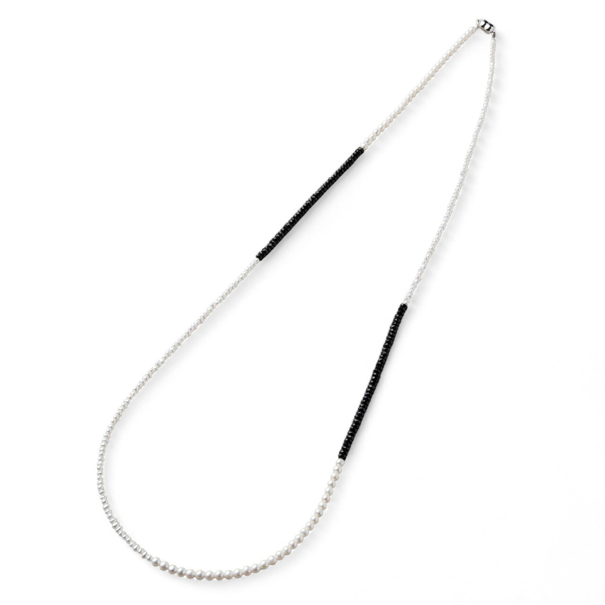 淡水真珠×ブラックスピネル ロングネックレス