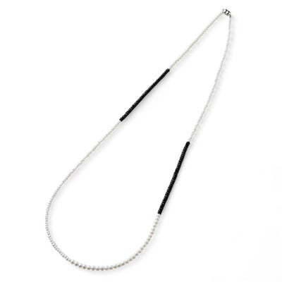 淡水真珠×ブラックスピネル ロングネックレス　2.5-5.0mm ミックス