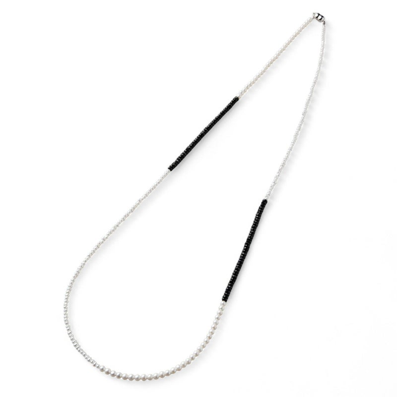 淡水真珠×ブラックスピネル ロングネックレス　2.5-5.0mm ミックス
