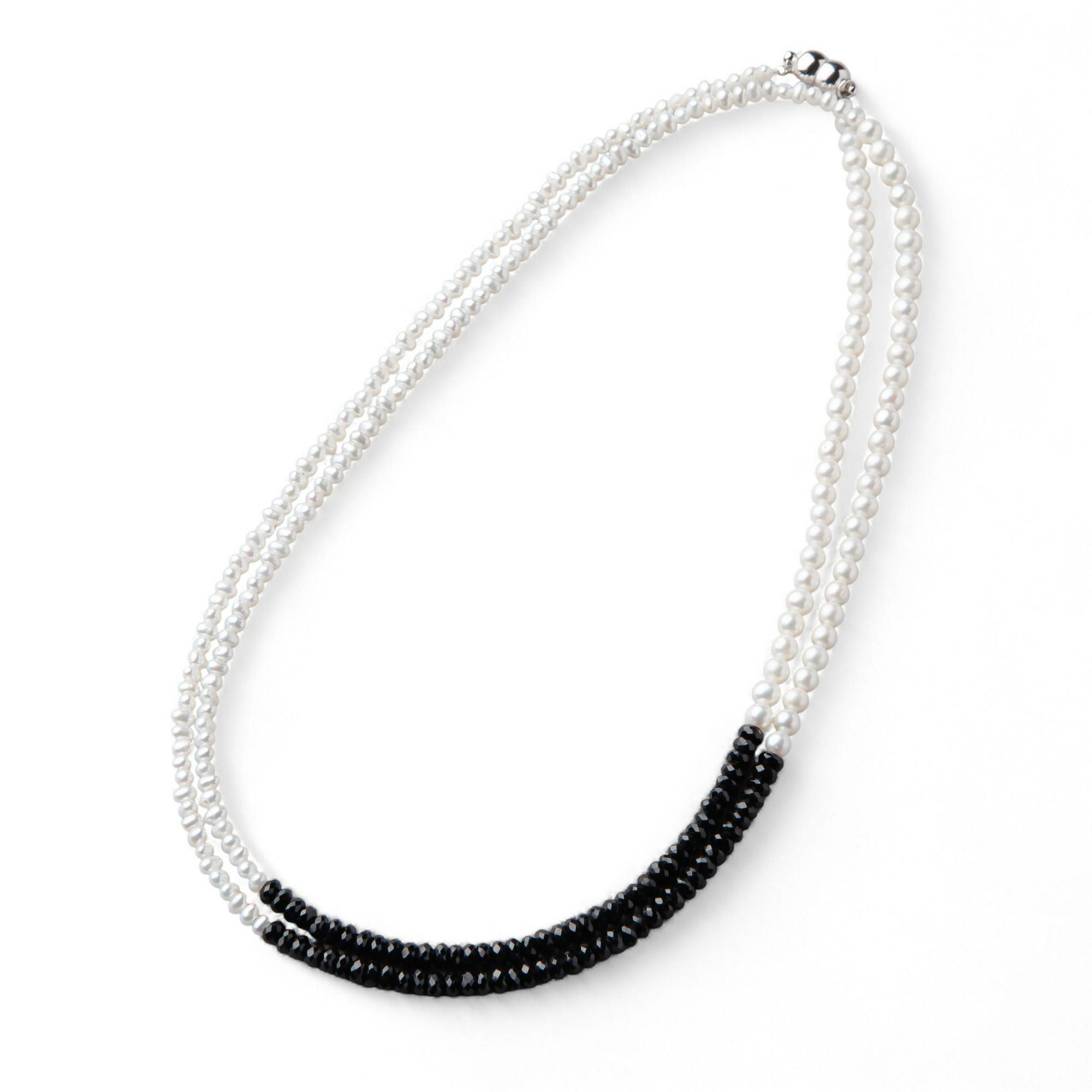 WEB限定】淡水真珠×ブラックスピネル ロングネックレス 2.5-5.0mm