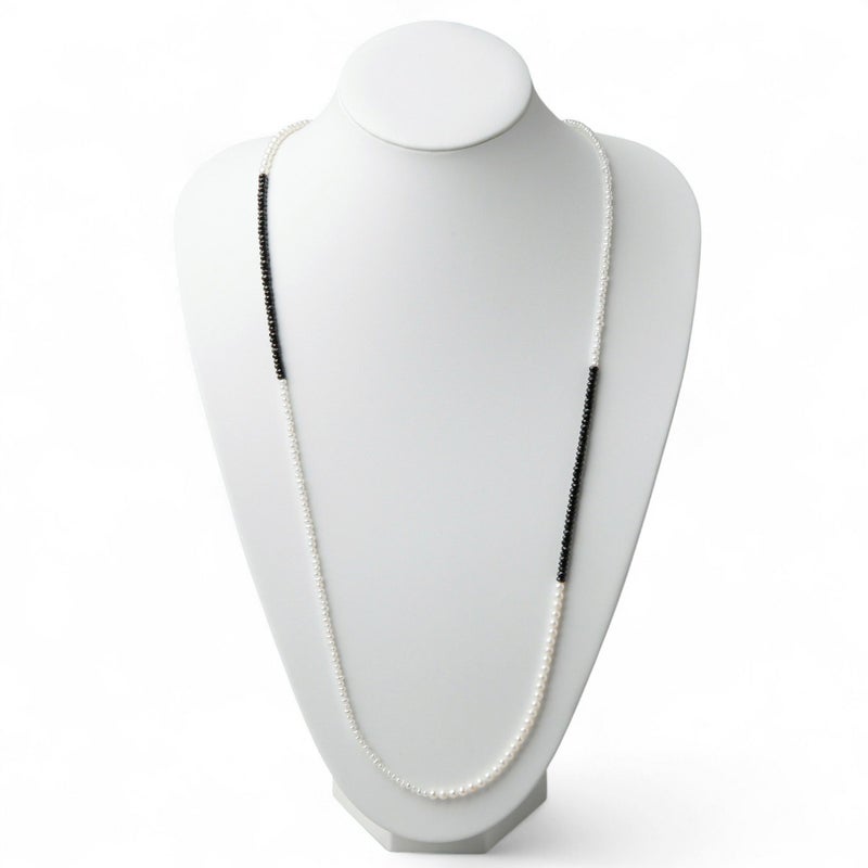 淡水真珠×ブラックスピネル ロングネックレス　2.5-5.0mm ミックス