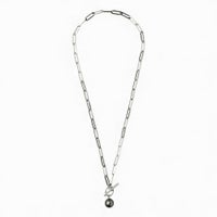 【WEB限定】Tahitian+ タヒチ黒蝶真珠 チェーンネックレス　11mmUP SUS304