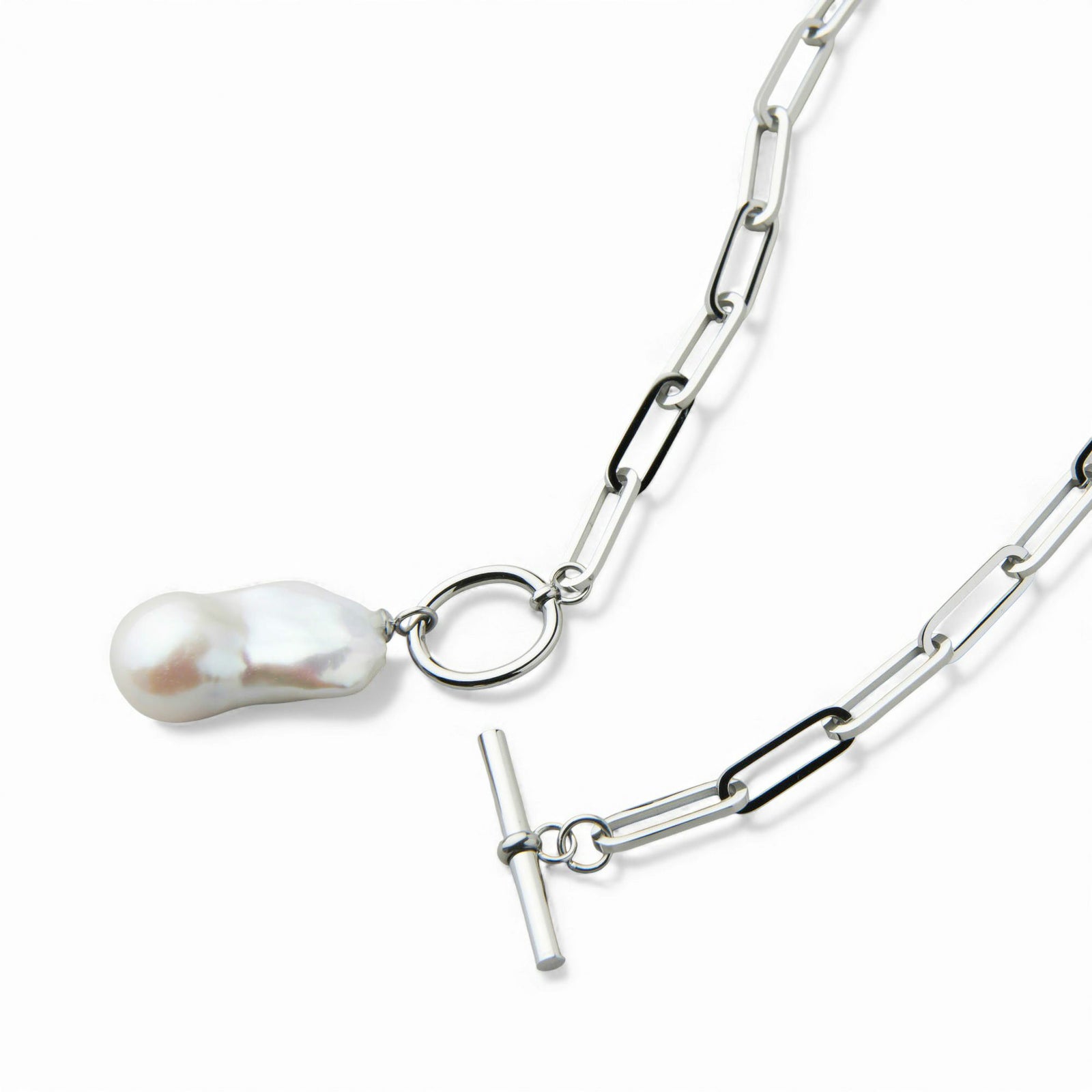 【WEB限定】Unique+ 淡水バロック真珠 チェーンネックレス　12mmUP SUS304