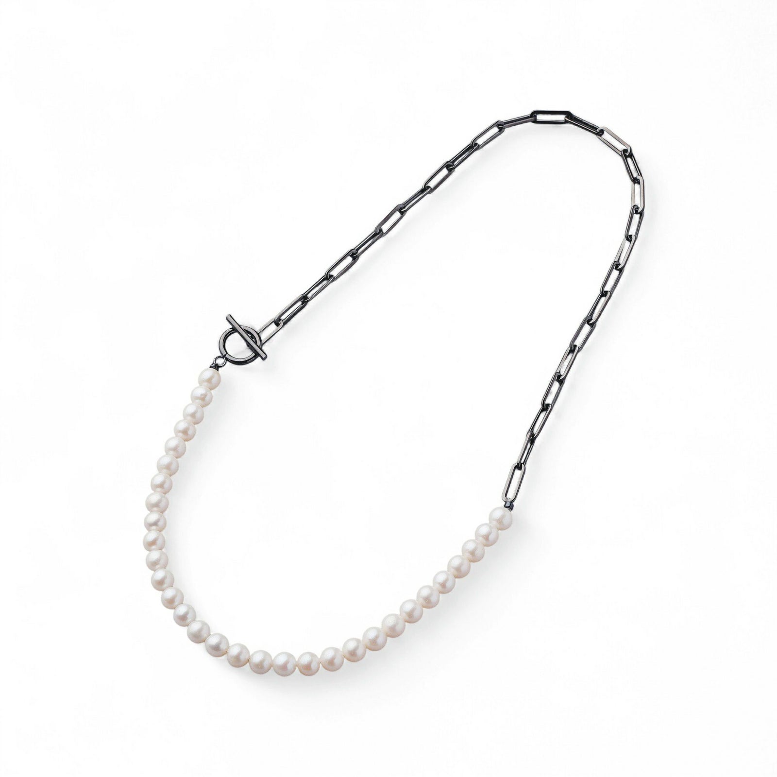 淡水真珠 ハーフチェーンネックレス　6.5-7.0mm SUS316L BP