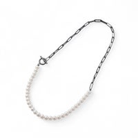 淡水真珠 ハーフチェーンネックレス　6.5-7.0mm SUS316L BP