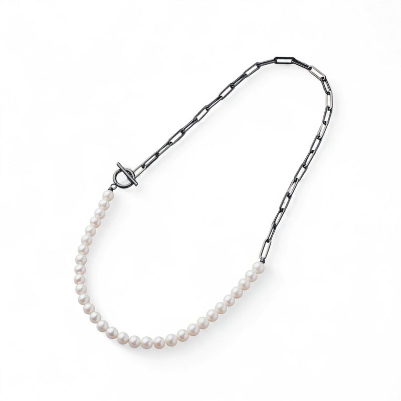 淡水真珠 ハーフチェーンネックレス　6.5-7.0mm SUS316L BP