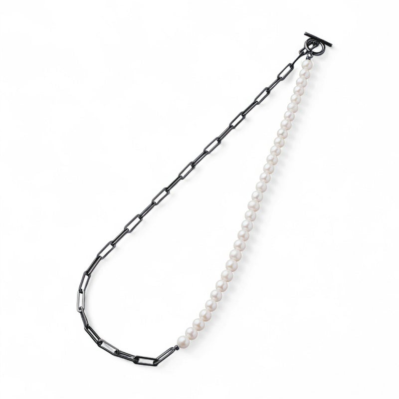 淡水真珠 ハーフチェーンネックレス　6.5-7.0mm SUS316L BP