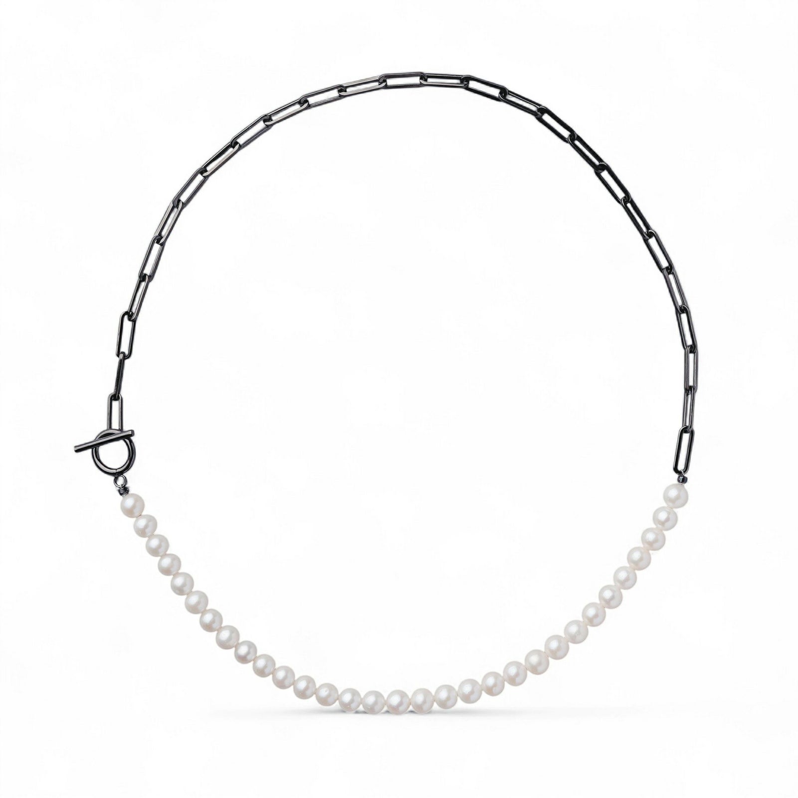 淡水真珠 ハーフチェーンネックレス　6.5-7.0mm SUS316L BP