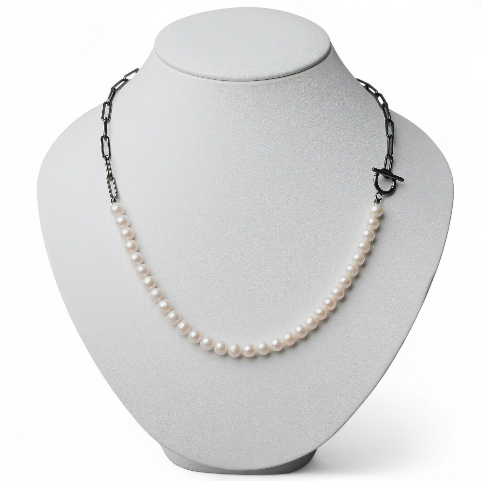 淡水真珠 ハーフチェーンネックレス　6.5-7.0mm SUS316L BP