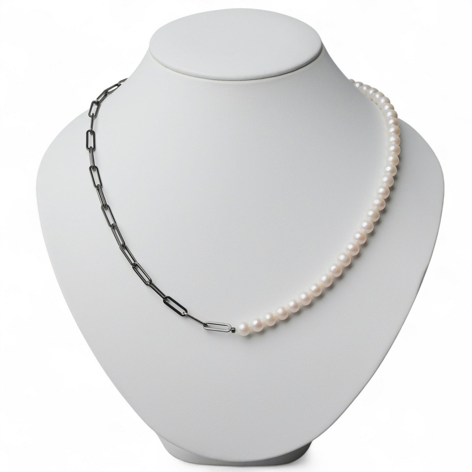 淡水真珠 ハーフチェーンネックレス　6.5-7.0mm SUS316L BP