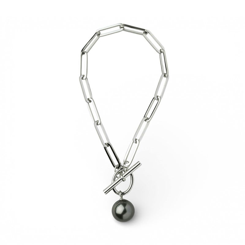 Tahitian+ タヒチ黒蝶真珠 チェーンブレスレット　11mmUP SUS316L