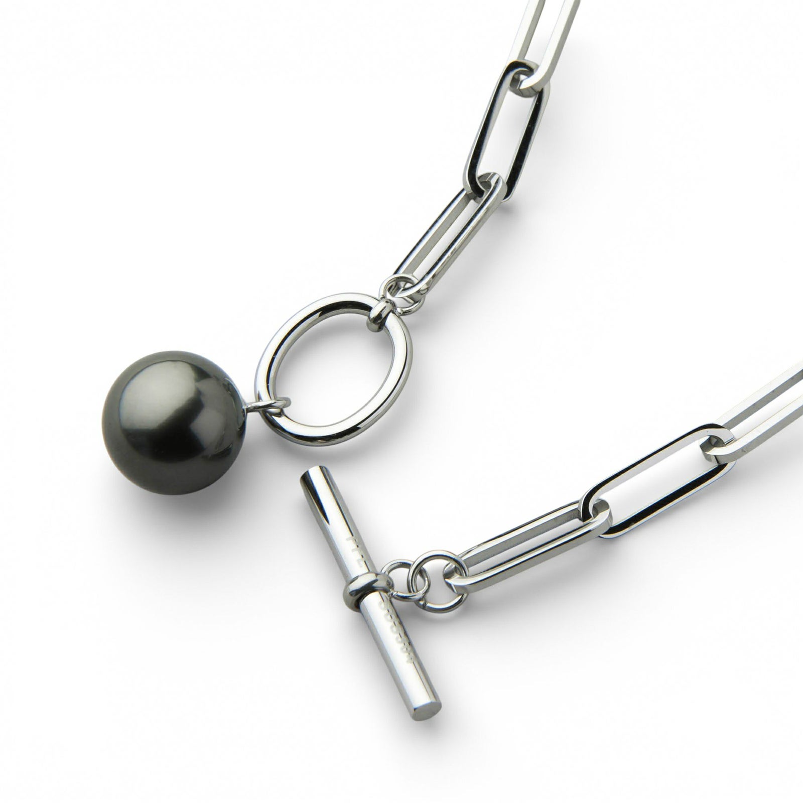 Tahitian+ タヒチ黒蝶真珠 チェーンブレスレット　11mmUP SUS316L