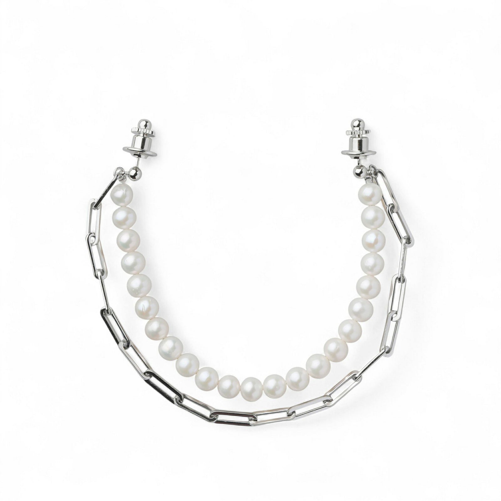 淡水真珠 襟チェーンブローチ6.5-7.0mm SUS316L