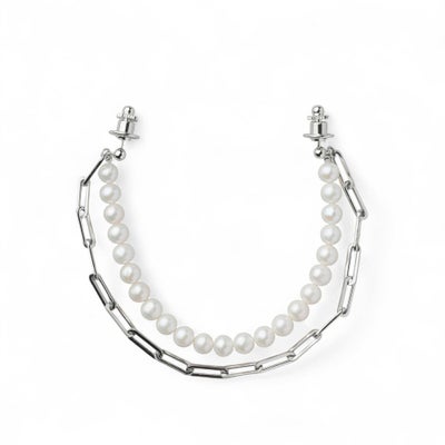 淡水真珠 襟チェーンブローチ6.5-7.0mm SUS316L