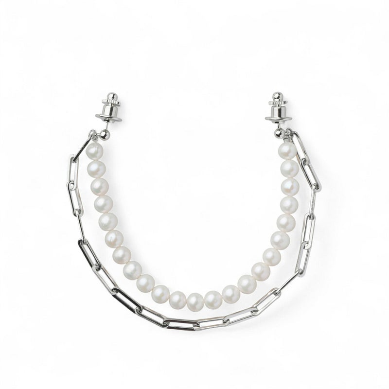 淡水真珠 襟チェーンブローチ6.5-7.0mm SUS316L