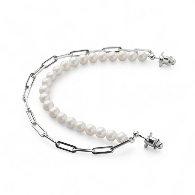 淡水真珠 襟チェーンブローチ6.5-7.0mm SUS316L