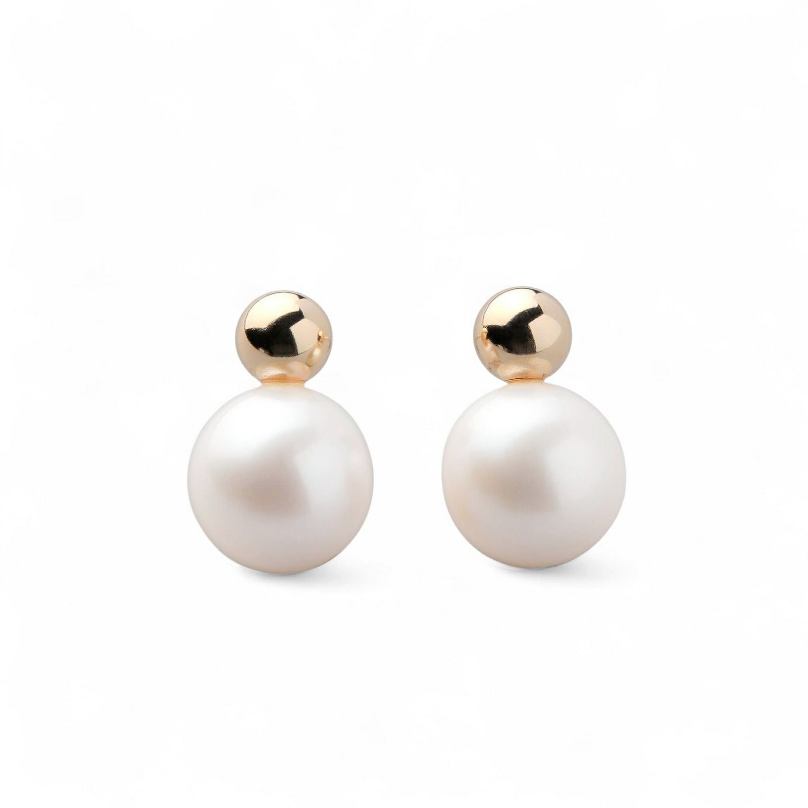 BonBon 淡水真珠 ピアス9mmUP メタルボールK10YG