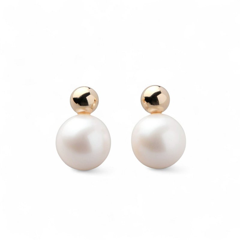 BonBon 淡水真珠 ピアス9mmUP メタルボールK10YG