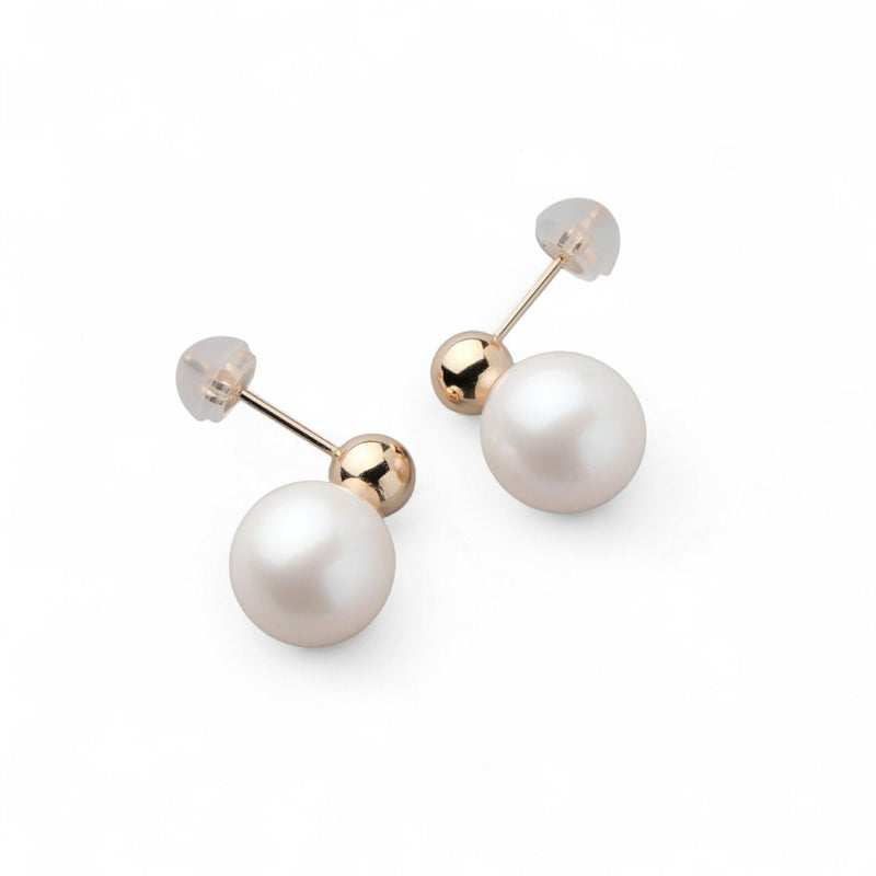 BonBon 淡水真珠 ピアス9mmUP メタルボールK10YG