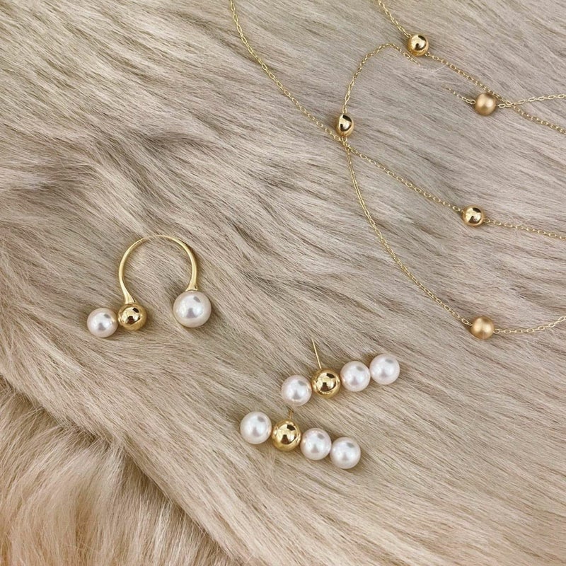 BonBon あこや真珠 リング7.0-9.5mm メタルボールK18YG