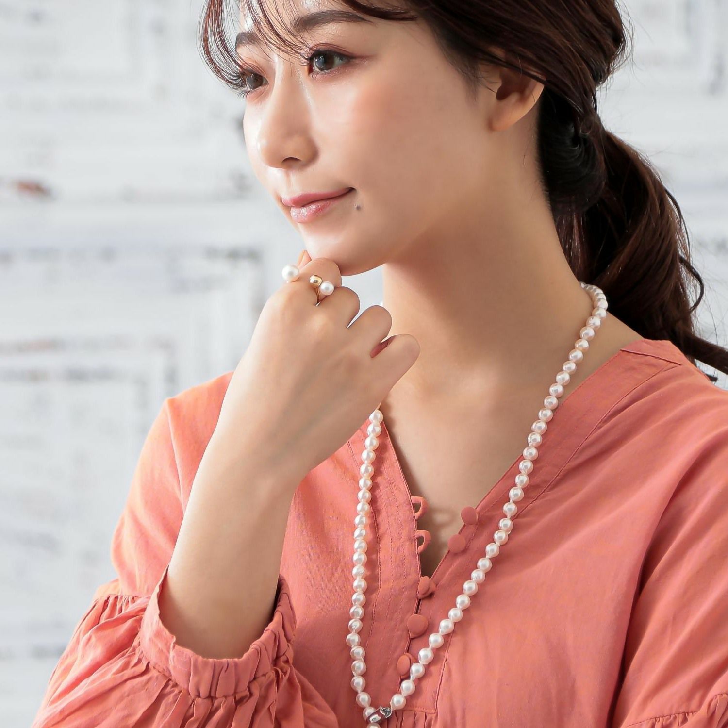 WEB限定】BonBon あこや真珠 リング 7.0-9.5mm メタルボールK18YG