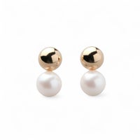 BonBon あこや真珠 ピアス7.0-7.5mm メタルボールK18YG