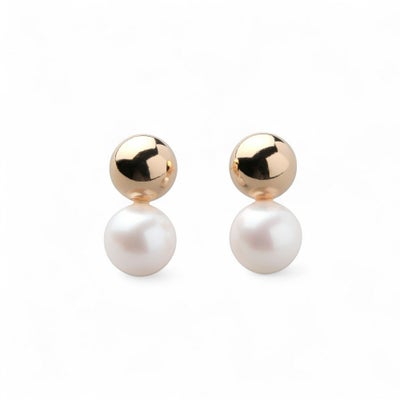 BonBon あこや真珠 ピアス7.0-7.5mm メタルボールK18YG