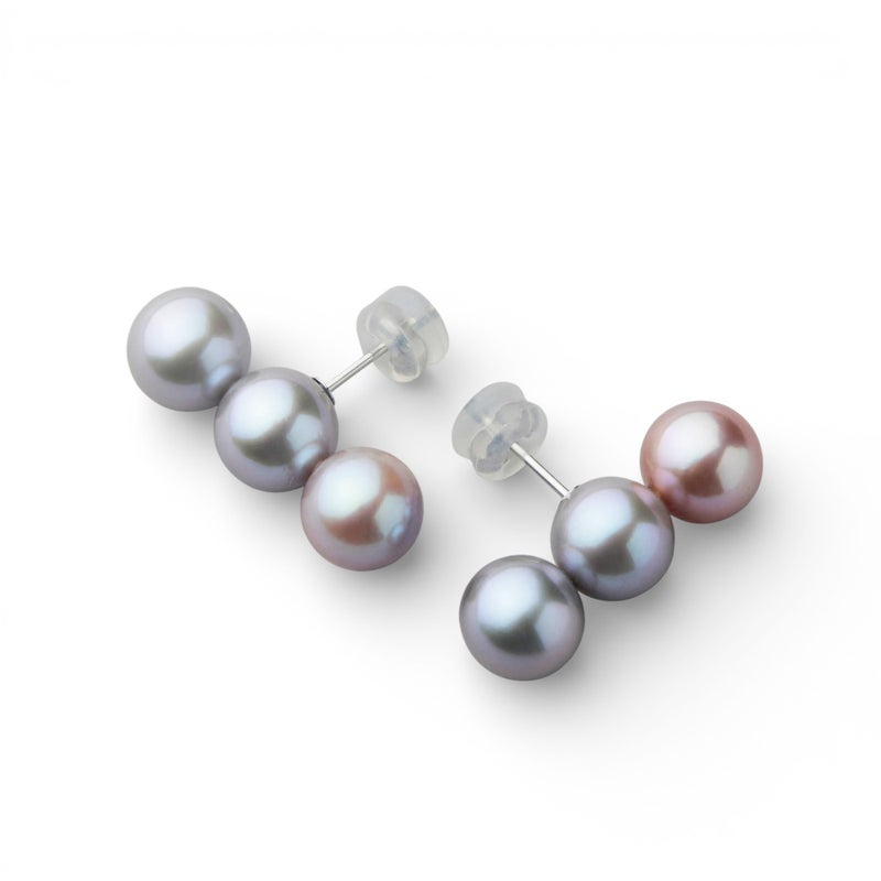 Bubble 淡水真珠 ピアス9mmUP トリプル マルチカラー
